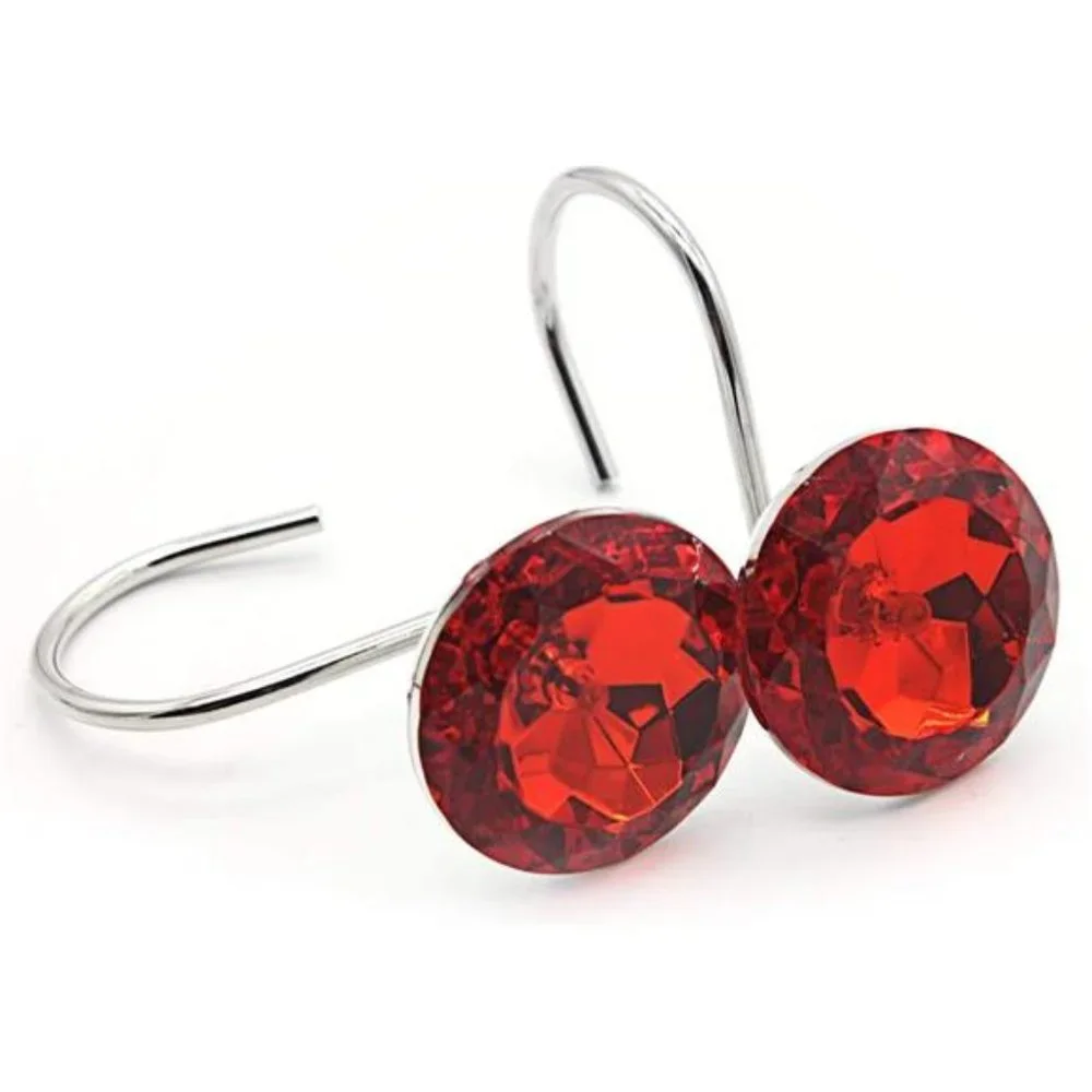 Round Acrylic Decorative Rhinestones Bling Rolling Bathroom Bath Set of 12 Rings